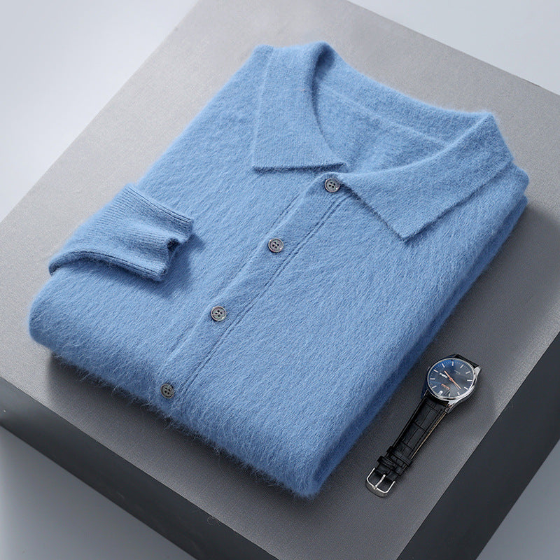 Solid-color Button-down POLO-collar Loose-fit Shirt-collar Jacket Top