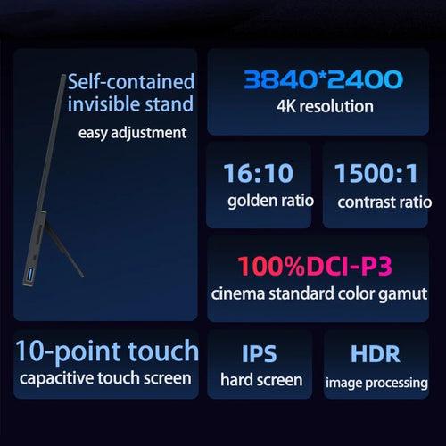 16 Inch 4K Touch Screen Portable Monitor 100%DCI - P3 550nit 3840*2400 16:10 Travel Office Display for Phone Laptop Switch Xbox 16 - 4K - Touch 16 Inch 4K Touch Screen Portable Monitor 100%DCI - P3 550nit 3840*2400 16:10 Travel Office Display for Phone Laptop Switch Xbox - shop_name