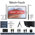 16 Inch 4K Touch Screen Portable Monitor 100%DCI - P3 550nit 3840*2400 16:10 Travel Office Display for Phone Laptop Switch Xbox 16 - 4K - Touch 16 Inch 4K Touch Screen Portable Monitor 100%DCI - P3 550nit 3840*2400 16:10 Travel Office Display for Phone Laptop Switch Xbox - shop_name