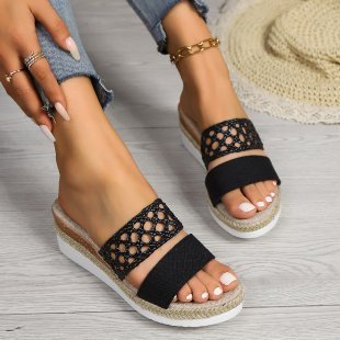 Plus Size Rope Bottom Platform Peep Toe Sandals For Women null