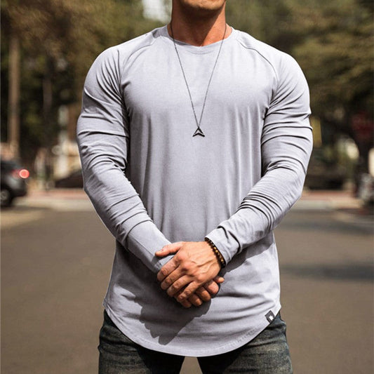 Autumn And Winter Sports Pure Cotton Men's Trendy Brand Fitness T-shirt null