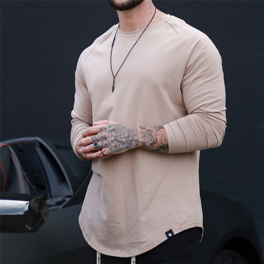 Autumn And Winter Sports Pure Cotton Men's Trendy Brand Fitness T-shirt null