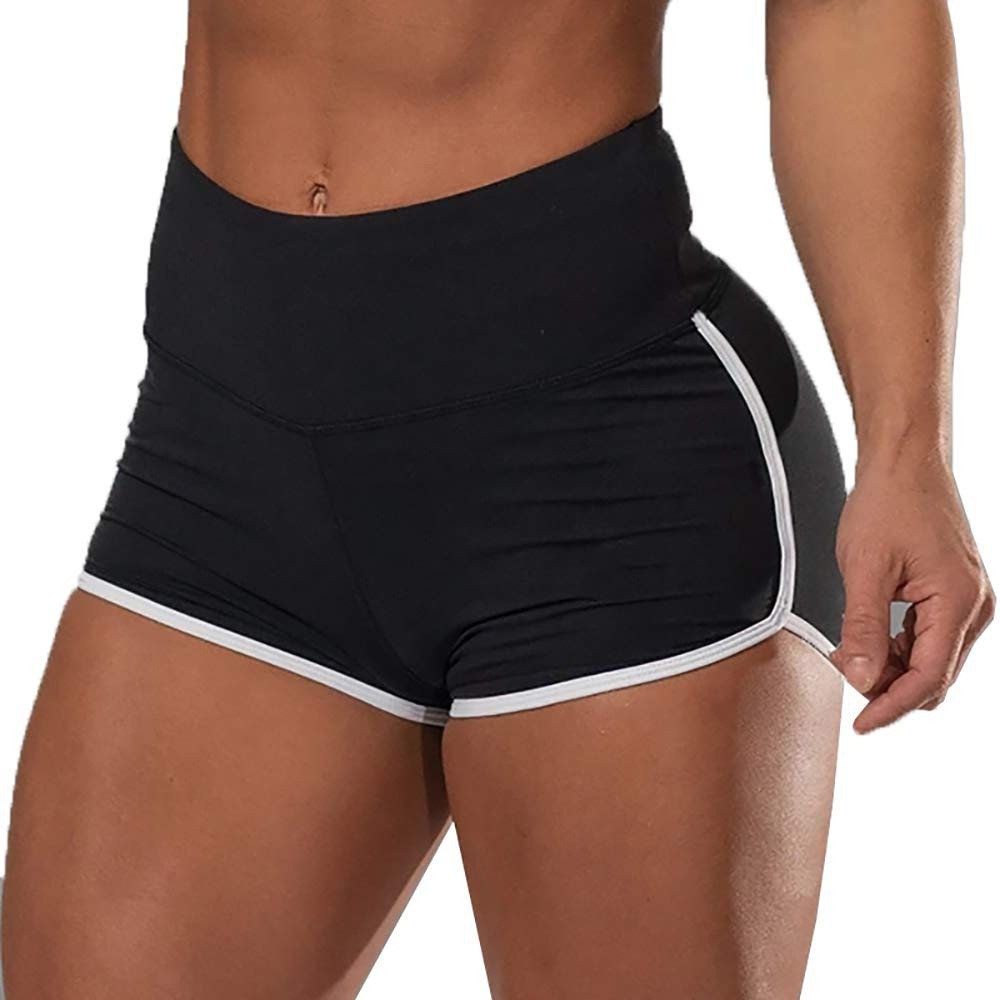 Sexy Solid Color High Waist Sports Running Tight Hip Shorts null