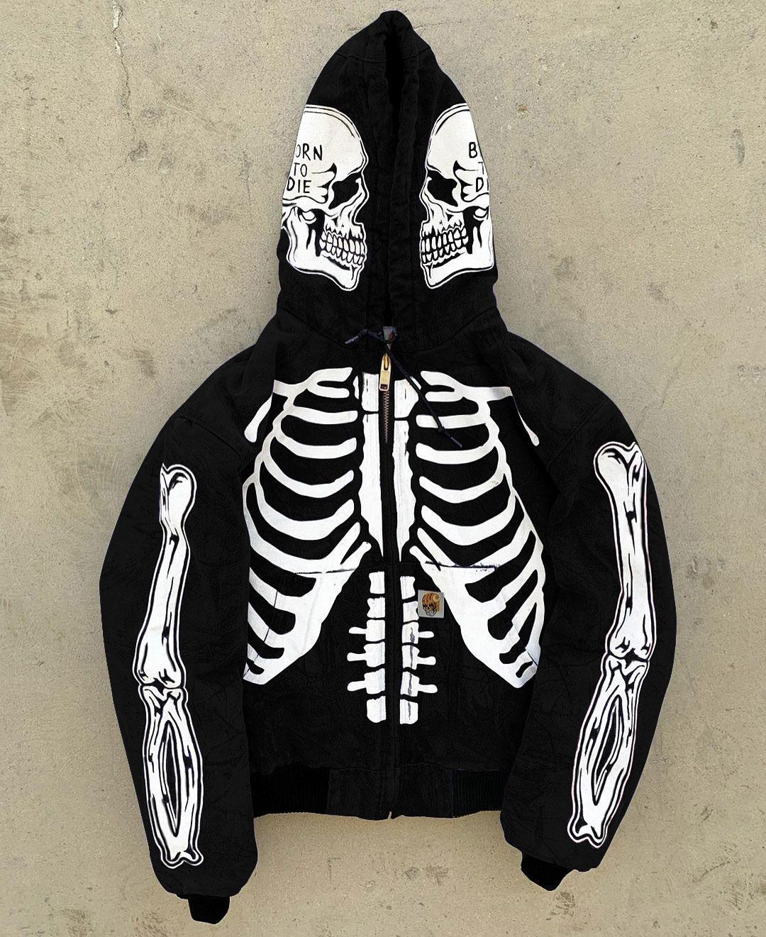 Men's Skeleton Hoodie Custom Full Face Zip null