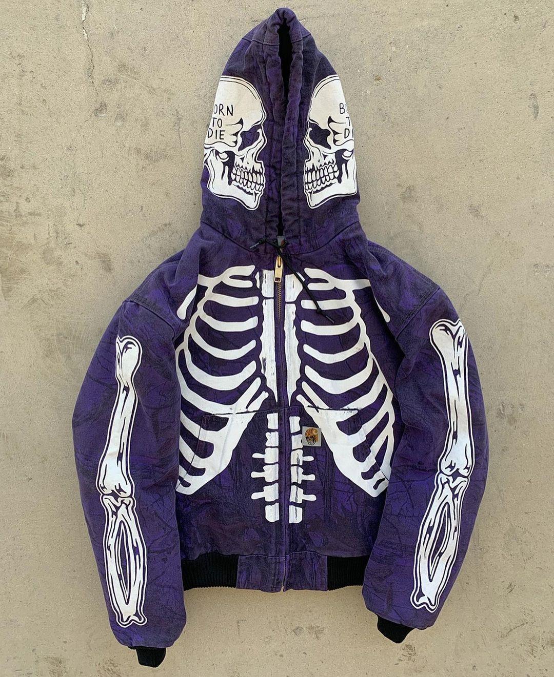 Men's Skeleton Hoodie Custom Full Face Zip null