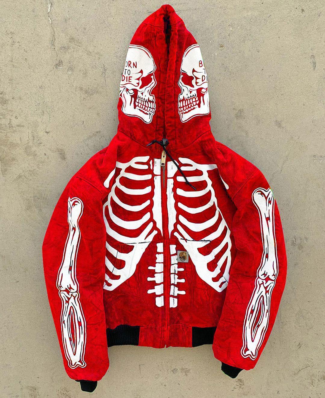 Men's Skeleton Hoodie Custom Full Face Zip null