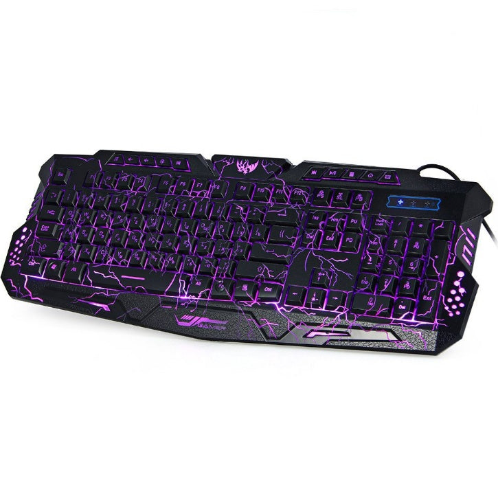 J10 tricolor backlight wired gaming keyboard set colorful luminous gaming mouse keyboard Russian keyboard null