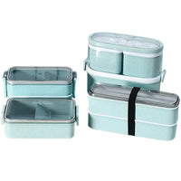 Rice Husk Leak-proof Lunch Box Food Container Set for Kids School Office 3-Compartment