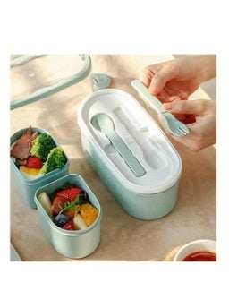 Rice Husk Leak-proof Lunch Box Food Container Set for Kids School Office 3-Compartment