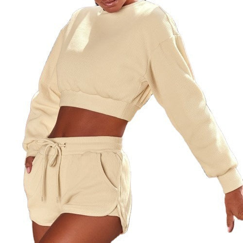 Fashion Long-Sleeved Shorts Sports And Fitness Two-Piece Suit Women null