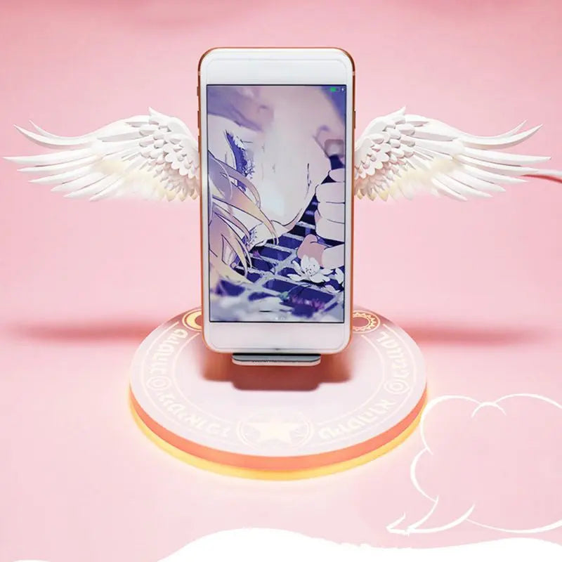 Universal Colorful LED Angel Wings Qi Wireless Charger Charge Dock For Mobile Phone Fast Charger null