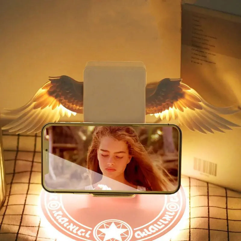 Universal Colorful LED Angel Wings Qi Wireless Charger Charge Dock For Mobile Phone Fast Charger null