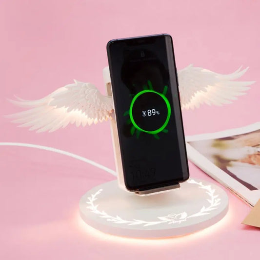 Universal Colorful LED Angel Wings Qi Wireless Charger Charge Dock For Mobile Phone Fast Charger null