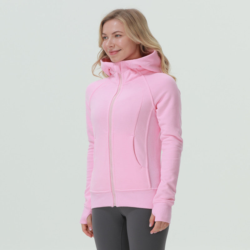 Full Zip Hoodie Fitness Running Long Sleeve Top Fleece Sweater null