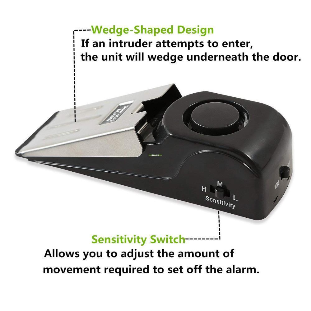 Electronic Burglar Alarm Intelligent Home Security Wedge Door Stop Alarm System Device Hotel Intruder Alert Detection null