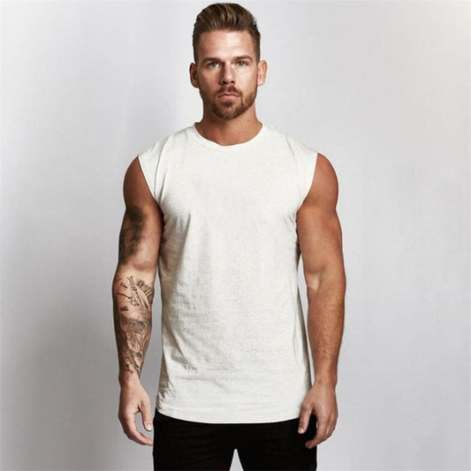 Gym Sleeveless Shirt Cotton Tank Top for Men Sportswear Vest null