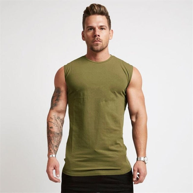 Gym Sleeveless Shirt Cotton Tank Top for Men Sportswear Vest null