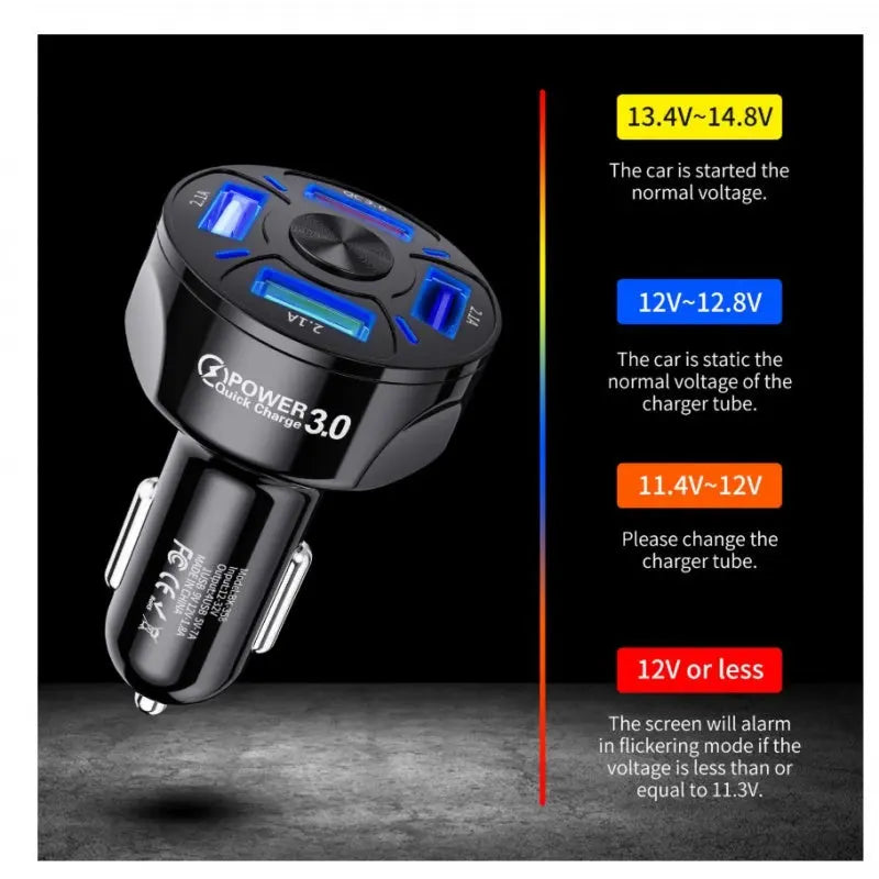 Fast Charge Car Charger One For Four Car Mobile Phone Charger Car Charger null