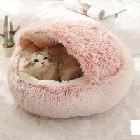 2 In 1 Dog And Cat Bed Pet Winter Bed Round Plush Warm Bed House Soft Long Plush Pets Bed Pet Products null