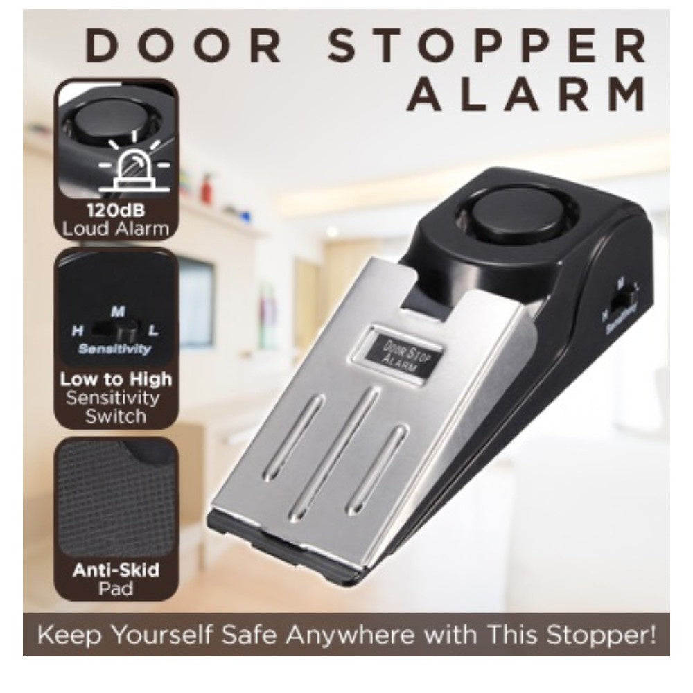 Electronic Burglar Alarm Intelligent Home Security Wedge Door Stop Alarm System Device Hotel Intruder Alert Detection null