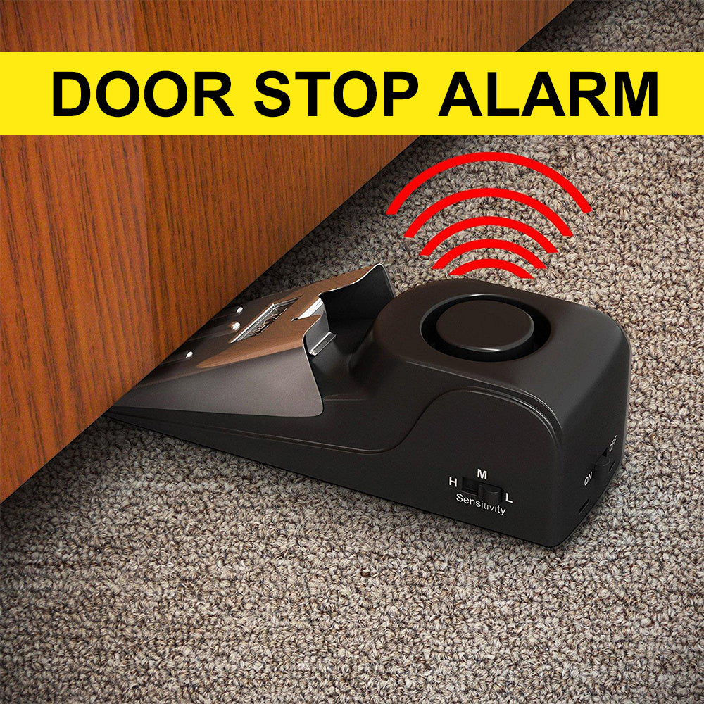 Electronic Burglar Alarm Intelligent Home Security Wedge Door Stop Alarm System Device Hotel Intruder Alert Detection null