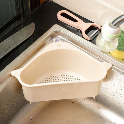 Kitchen Sink Triangle Drain Basket Suction Cup Type Vegetable Sink Filter Water Shelf
