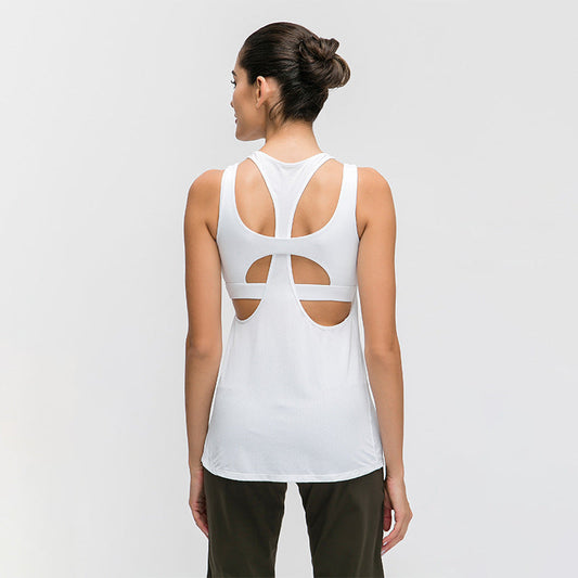 Hollow Beauty Back Sports Bra, Yoga Vest And Blouse Fake Two-piece Sports Fitness Suit null