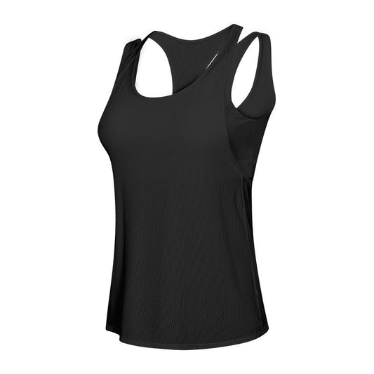 Hollow Beauty Back Sports Bra, Yoga Vest And Blouse Fake Two-piece Sports Fitness Suit null