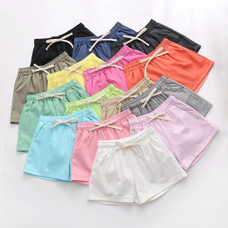 Summer Elastic Waist Cotton And Linen Sports Running Fitness Shorts Women null