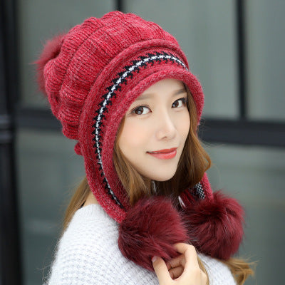 Cozy Knit Fleece-Feel Beanie With Ear Flaps & Pompom Warm Winter Hat For Women Perfect For Skiing & Outdoor Activities null