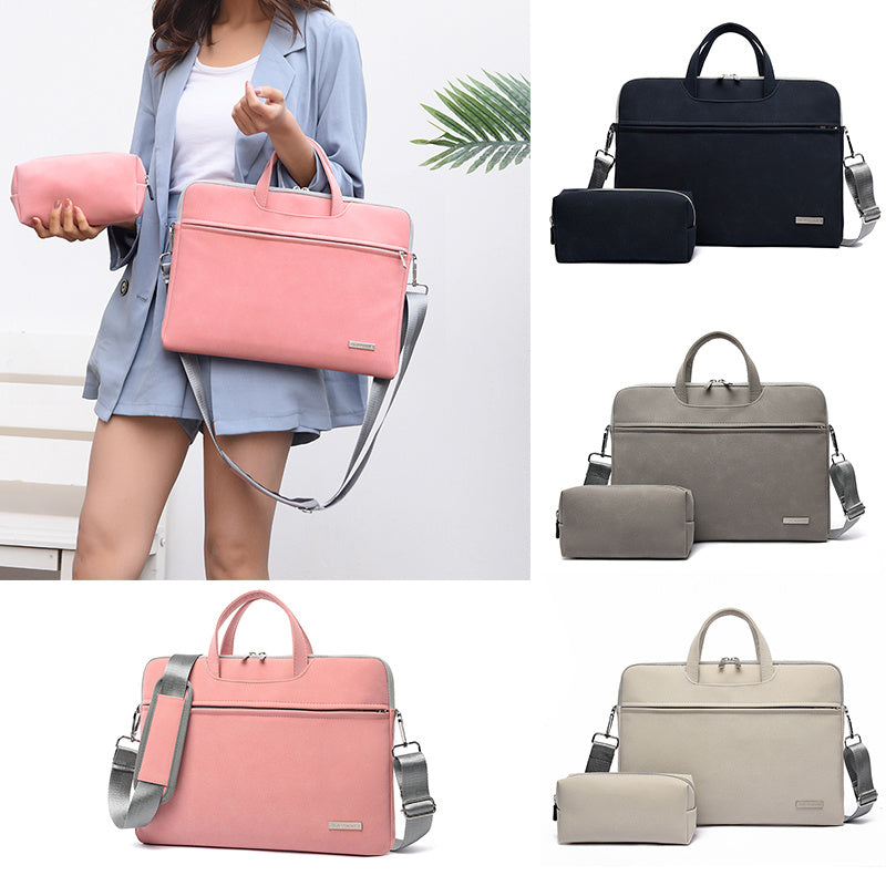 PU Leather Women Laptop Bag Notebook Carrying Case Briefcase For Macbook Air 13.3 14 15.6 Inch Men Handbags Shoulder Mouse Bag null