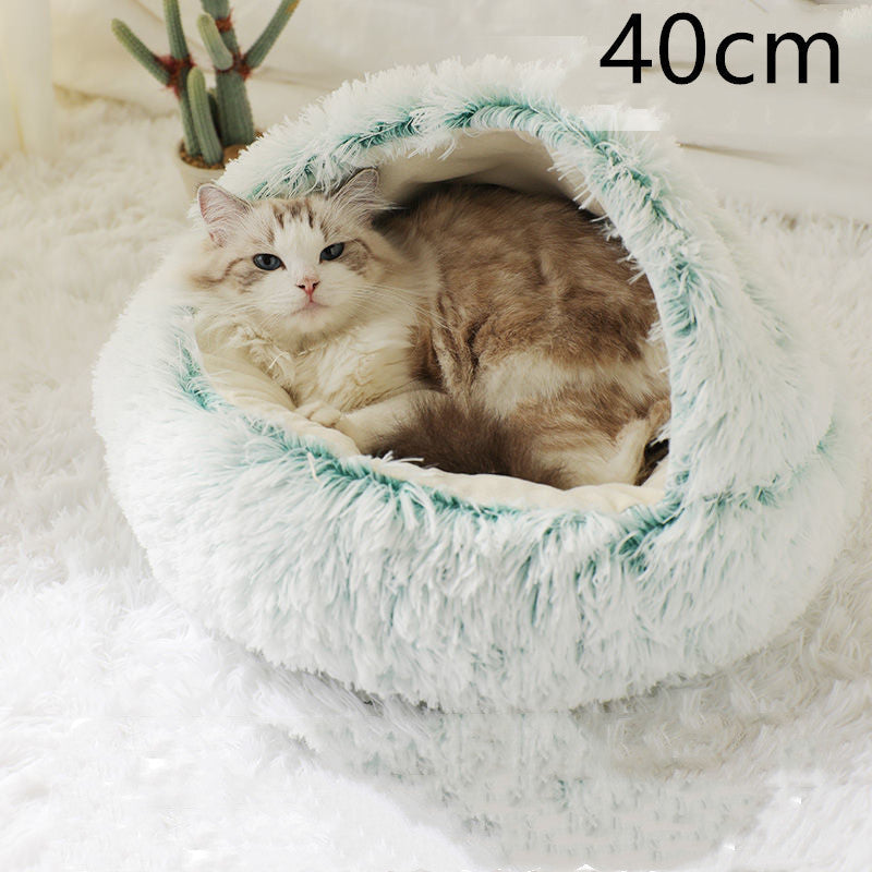 2 In 1 Dog And Cat Bed Pet Winter Bed Round Plush Warm Bed House Soft Long Plush Pets Bed Pet Products null