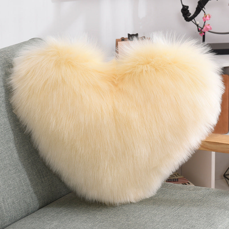 Throw Pillows Heart Shape Long Plush Fluffy Shaggy Cushion Cover Sofa Cushions Decorative Pillow Covers Pillowcase White null