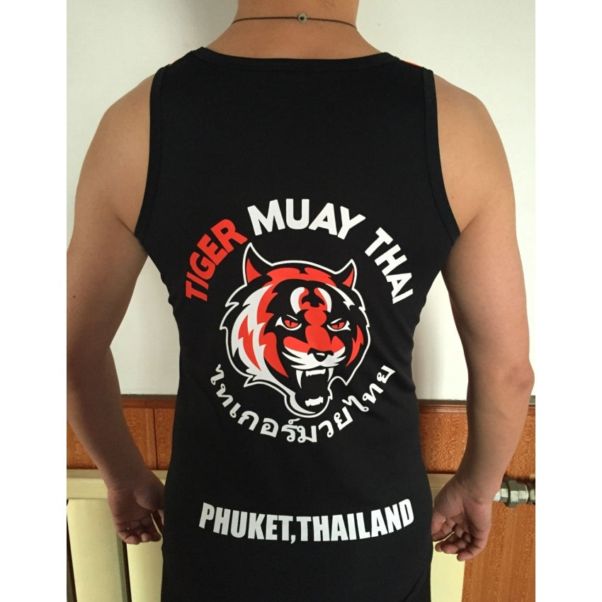 Thai Tiger Boxing Gym Black and Orange Vest null