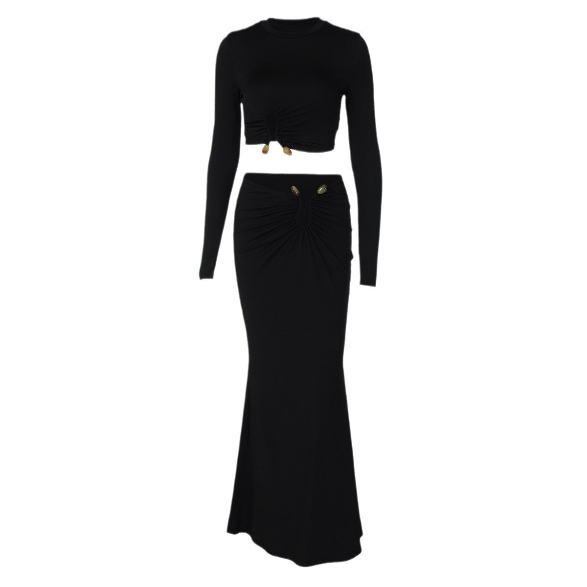 Women's Fashion Bare Midriff Slim Fit Sheath Two-piece Skirt null