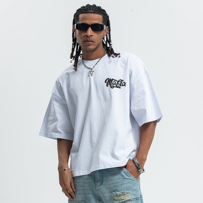 Loose Shoulder Casual Pistol Boy Cotton T-shirt