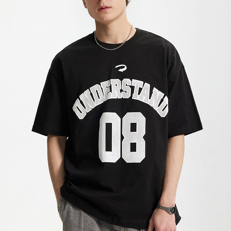 Foam Letter Printed T-shirt American Digital