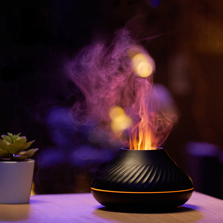 Newest RGB Flame Aroma Diffuser 130Ml 3d Colorful Flame Humidifier Fire Volcano Diffuser Flame null