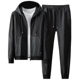 Men's Honeycomb Mesh Stretch Slim-fit Hood Two-piece Set