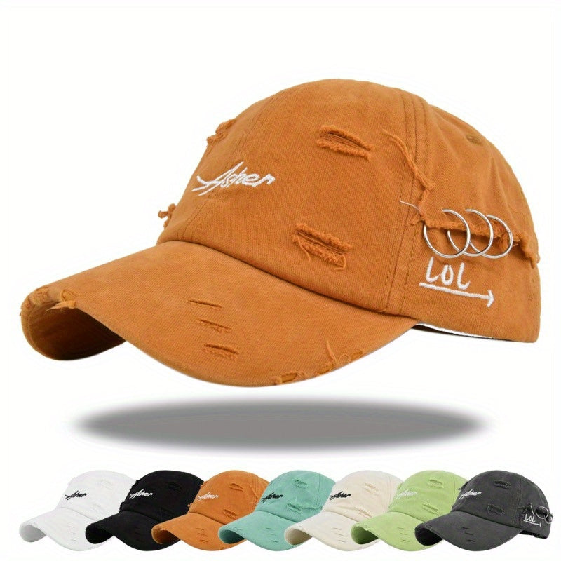 1pc of Retro Torn Baseball Cap, Faded And Worn Dad Hats with Letter Embroidery, Unisex Hip Hop Sun Hats Suitable for Both Women And Men. Dropshipman