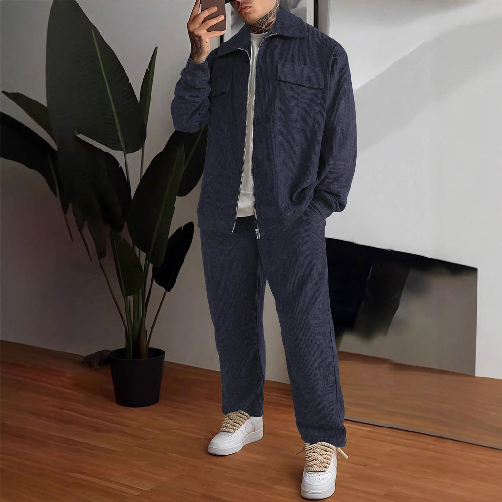 Men's Long Sleeve Lapel Shirt Trousers Suit