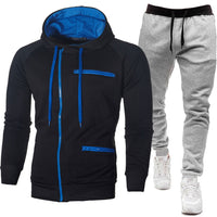 Men's Solid Color Sports Casual Jacquard Sweatshirt Fleece Hooded Cardigan Men's Suit