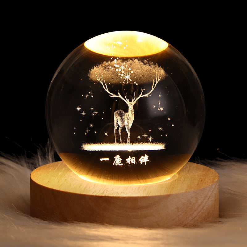 Luminous Starry Sky And Planets Moon Moon Crystal Ball Small Night Lamp Projection Ambience Light Creative Gift New Strange Gift null