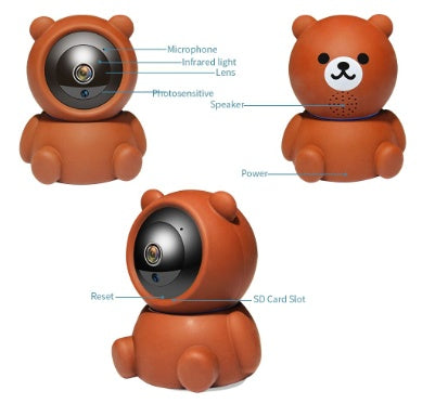 Bear Camera1080P Wifi IP Camera Auto Tracking IR Night Vision Home Security Camera null