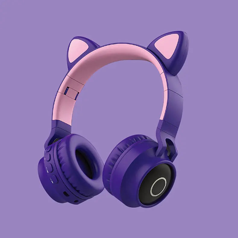 LED Light Cat Ear Headphones Wireless Bluetooth 5.0 Headset Portable Foldable Kids Headphone With Microphone Best Gift null