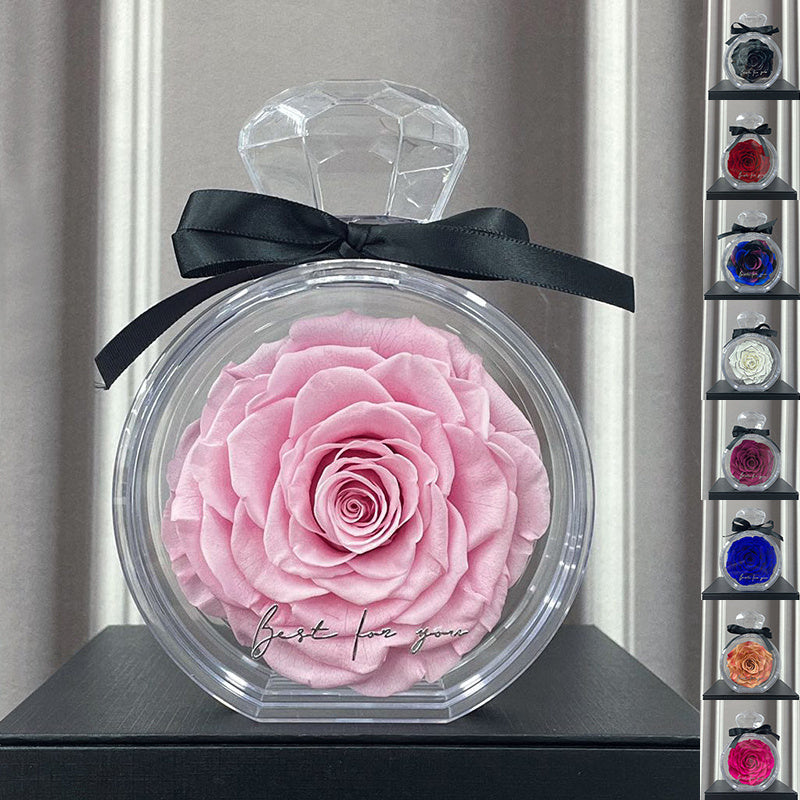 Natural Eternal Flower Ornaments Transparent Cover Dried Rose Gift Box For Christmas New Year Valentine's Day Home Decor null