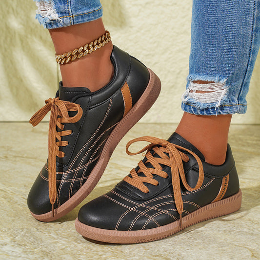 Retro Lace-Up Sneakers Fashion Casual Thick-soled Sports Shoes For Women Round Toe Slip On Casual Shoes null