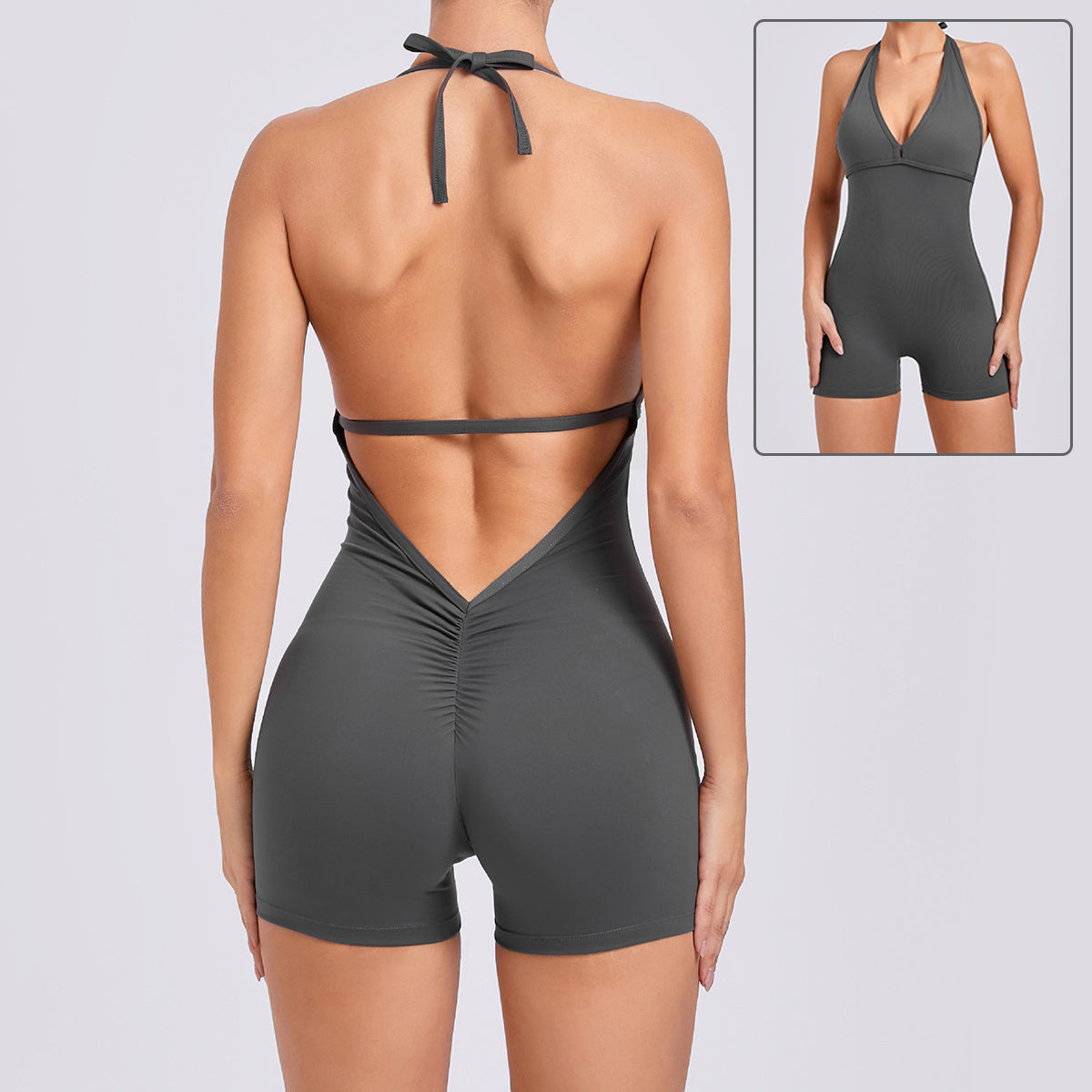 Yoga Pants Halter Neck Jumpsuit Beauty Back Shorts High Elastic One-piece Fitness For Womens Clothing null