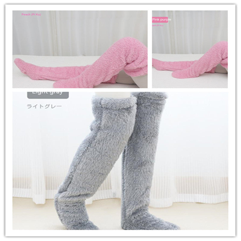 Over Knee High Fuzzy Long Socks Winter Warm Cold Leg Knee Joint Cold-proof Stockings Home Floor Sleeping Socks null