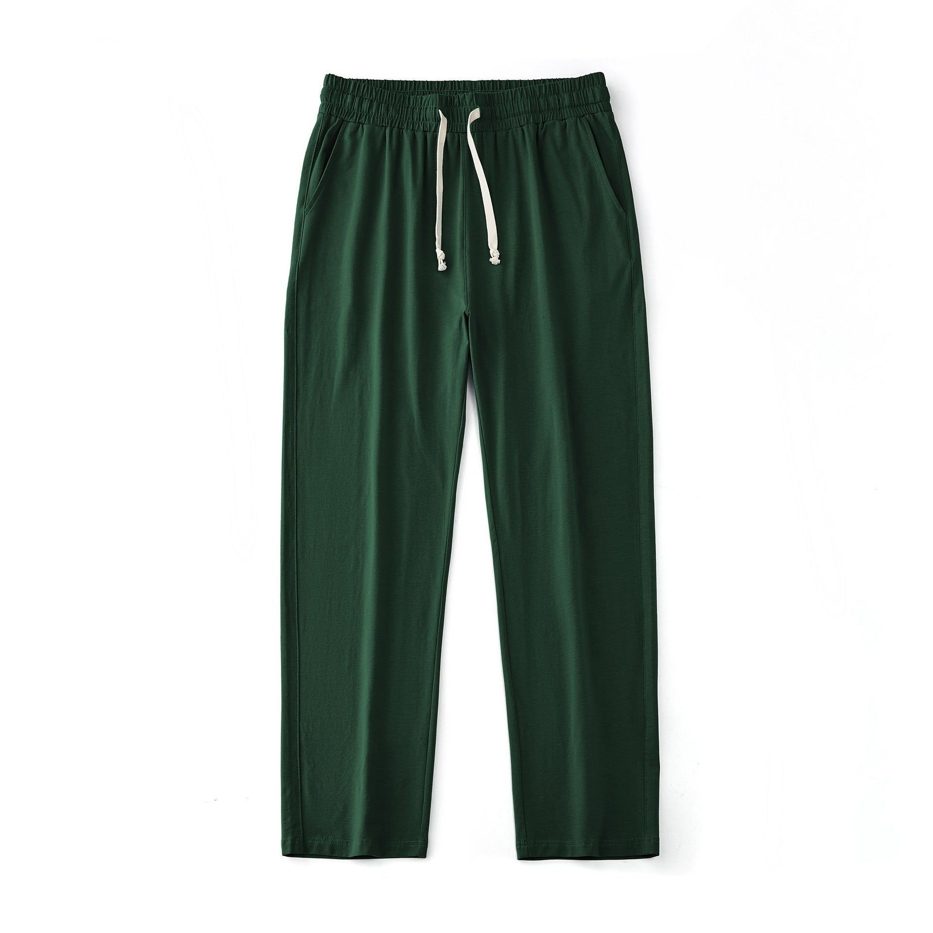 Mens Solid-Color Straight-Leg Lace-Up All-Match Sports Pants For Men